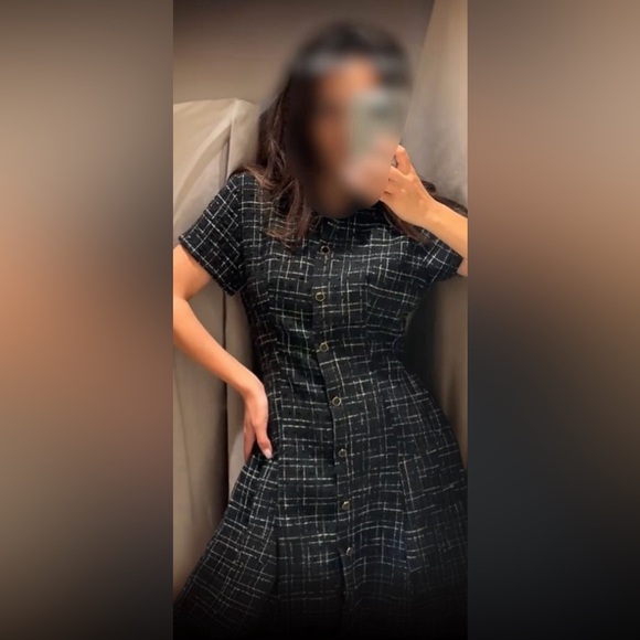 NWT Zara tweed black and white short sleeve dress XS - Picture 4 of 8